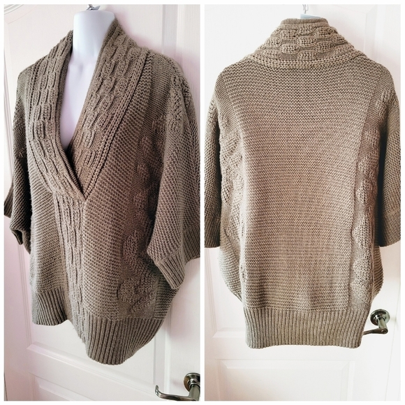 The Limited Sweaters - The Limited Shawl Collar Sweater Tan Size Medium